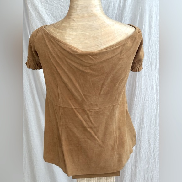 Theory 100% Leather/Suede honey colored shirt - Picture 3 of 11